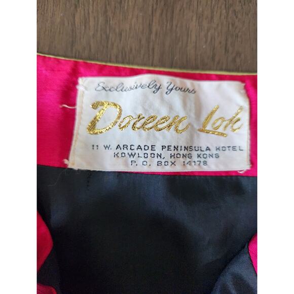 Vintage 60s Doreen Lok Floral Silk Kaftan Asian Dress READ FLAWS - Picture 5 of 13